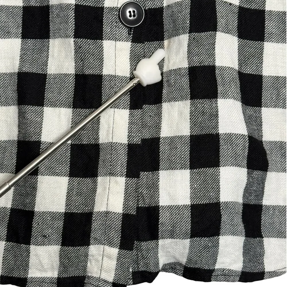 Reformation Hattie Linen Midi Dress Gingham Black White Size 6 Off the Shoulder - Picture 11 of 11